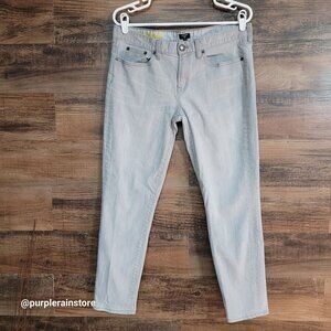 J Crew Jeans Size 34 Toothpick Skinny Mid Rise Gray Wash Stretch Denim